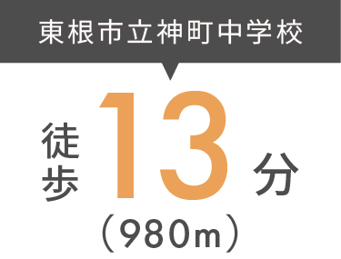 東根市立神町中学校まで徒歩13分（980m）